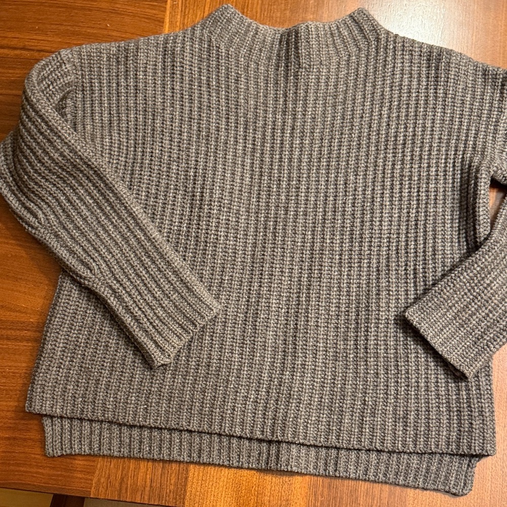 Vince Charcoal Ribbed Turtleneck Sweater